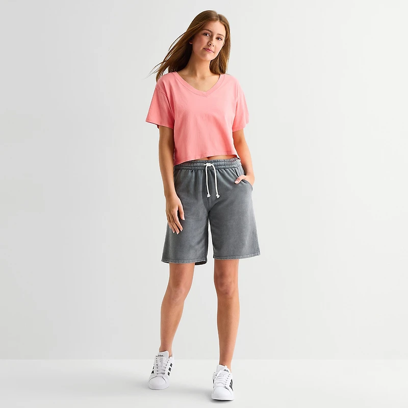 Arizona Womens Juniors V Neck Short Sleeve T-Shirt