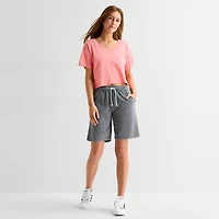 Arizona Womens Juniors V Neck Short Sleeve T-Shirt