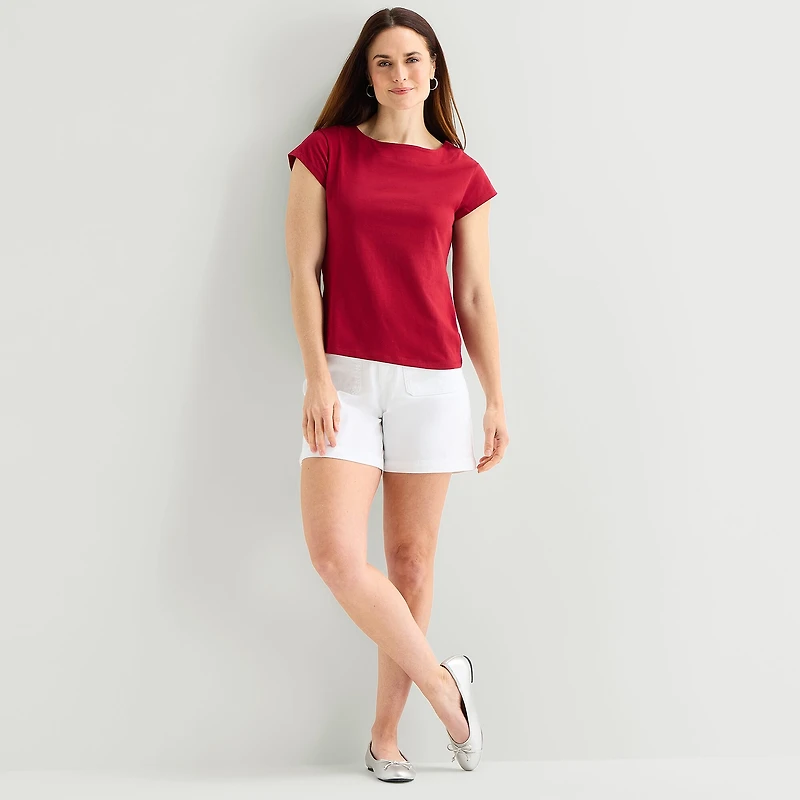 Liz Claiborne Womens Boat Neck Short Sleeve T-Shirt