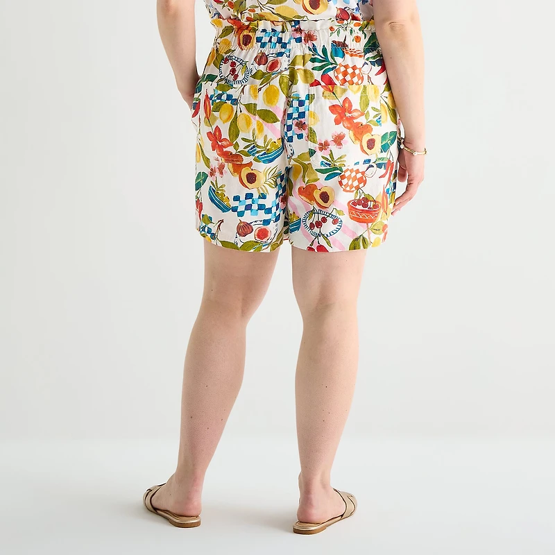 St. John's Bay Womens High Rise Plus Pull-On Short