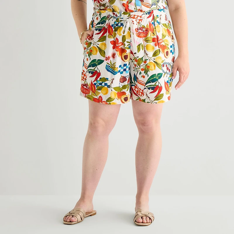 St. John's Bay Womens High Rise Plus Pull-On Short