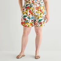 St. John's Bay Womens High Rise Plus Pull-On Short