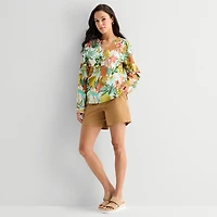 St. John's Bay Womens V Neck Long Sleeve Blouse