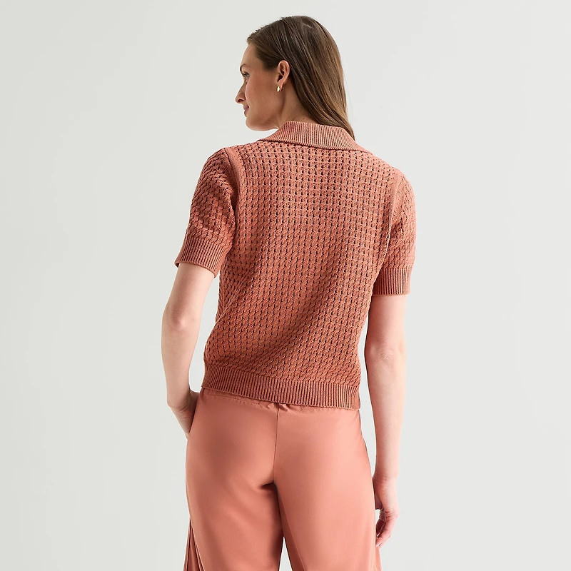 Stylus Womens Short Sleeve Polo Sweater