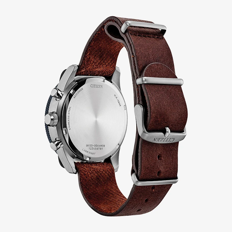 Citizen Sport Casual Mens Chronograph Brown Leather Strap Watch Ca4747-05l