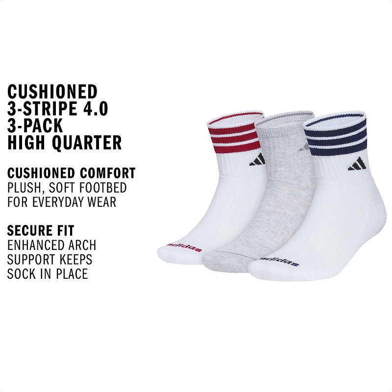 adidas Cushioned Mens 3-pc. Quarter Ankle Socks