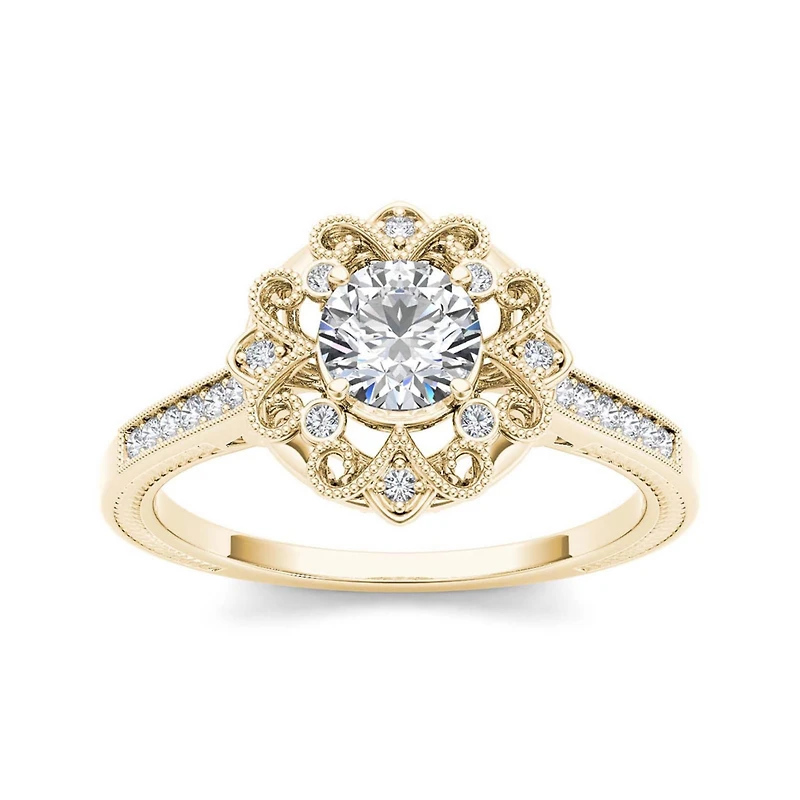 1/2 CT.T.W. Natural Diamond 14K Yellow Gold Engagement Ring