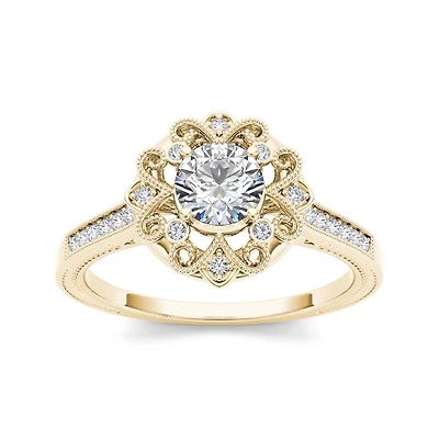 1/2 CT.T.W. Natural Diamond 14K Yellow Gold Engagement Ring