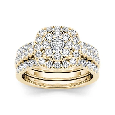 1 1/2 CT.T.W. Natural Diamond 14K Yellow Gold Bridal Ring Set
