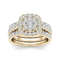1 1/2 CT.T.W. Natural Diamond 14K Yellow Gold Bridal Ring Set