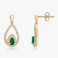 Womens 1/ CT. T.W. Genuine Green Emerald 10K Gold Drop Earrings