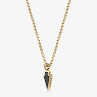 Mens Black Agate Stainless Steel Arrow 24 Inch Pendant Necklace