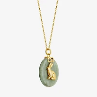 Rabbit Womens Genuine Green Jade 18K Gold Over Silver 18 Inch Pendant Necklace