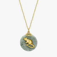 Rat Womens Genuine Green Jade 18K Gold Over Silver 18 Inch Pendant Necklace