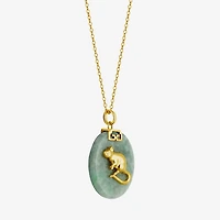 Rat Womens Genuine Green Jade 18K Gold Over Silver 18 Inch Pendant Necklace
