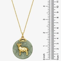 Goat Womens Genuine Green Jade 18K Gold Over Silver 18 Inch Pendant Necklace