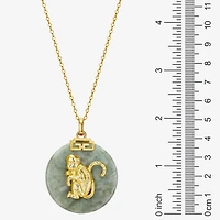 Monkey Womens Genuine Green Jade 18K Gold Over Silver 18 Inch Pendant Necklace