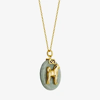 Dog Womens Genuine Green Jade 18K Gold Over Silver 18 Inch Pendant Necklace