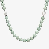 Womens Green Jade 18K Gold Over Silver 20 Inch Beaded Necklace