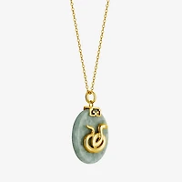 Snake Womens Genuine Green Jade 18K Gold Over Silver 18 Inch Pendant Necklace