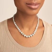 Womens Green Jade Sterling Silver 18 Inch Beaded Necklace