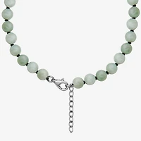 Womens Green Jade Sterling Silver 18 Inch Beaded Necklace