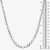 Womens Green Jade Sterling Silver 18 Inch Beaded Necklace