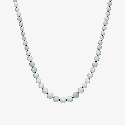Womens Green Jade Sterling Silver 18 Inch Beaded Necklace