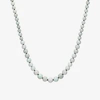 Womens Green Jade Sterling Silver 18 Inch Beaded Necklace