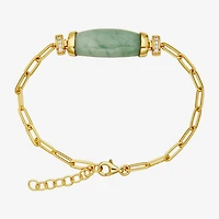 Womens 18K Gold Over Silver 7.25 Inch Solid Cable Chain Bracelet