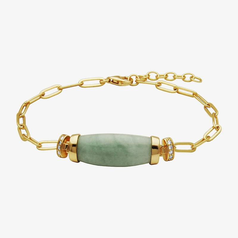 Womens 18K Gold Over Silver 7.25 Inch Solid Cable Chain Bracelet