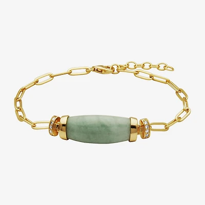 Womens 18K Gold Over Silver 7.25 Inch Solid Cable Chain Bracelet