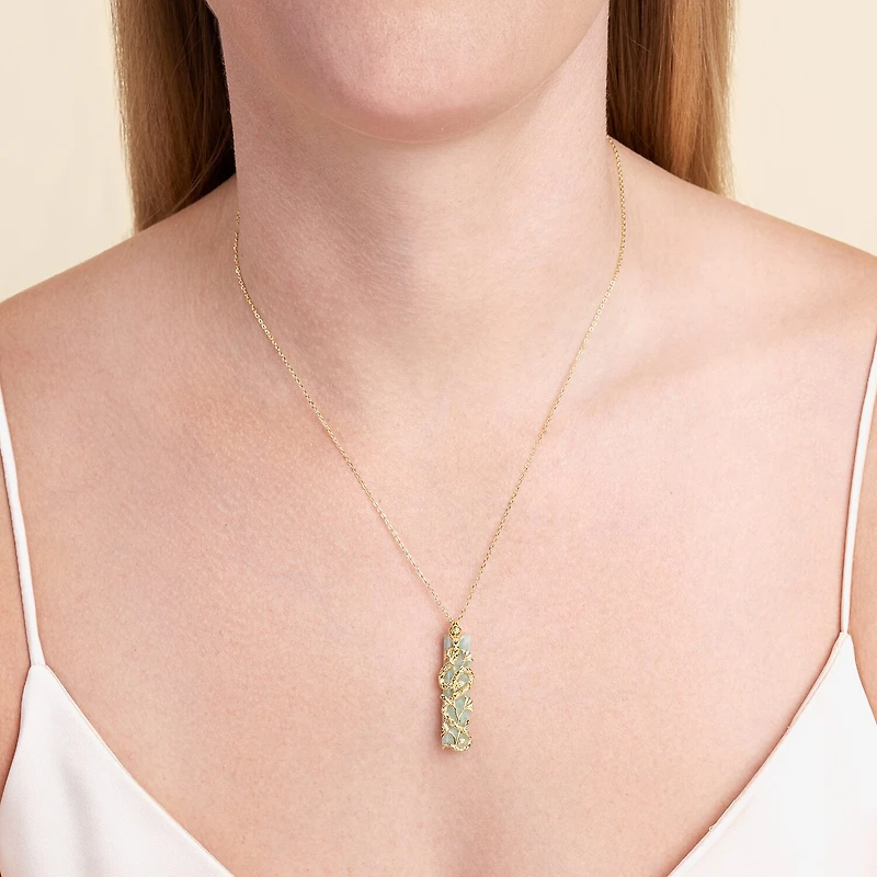 Snake Womens Genuine Green Jade 18K Gold Over Silver 18 Inch Pendant Necklace