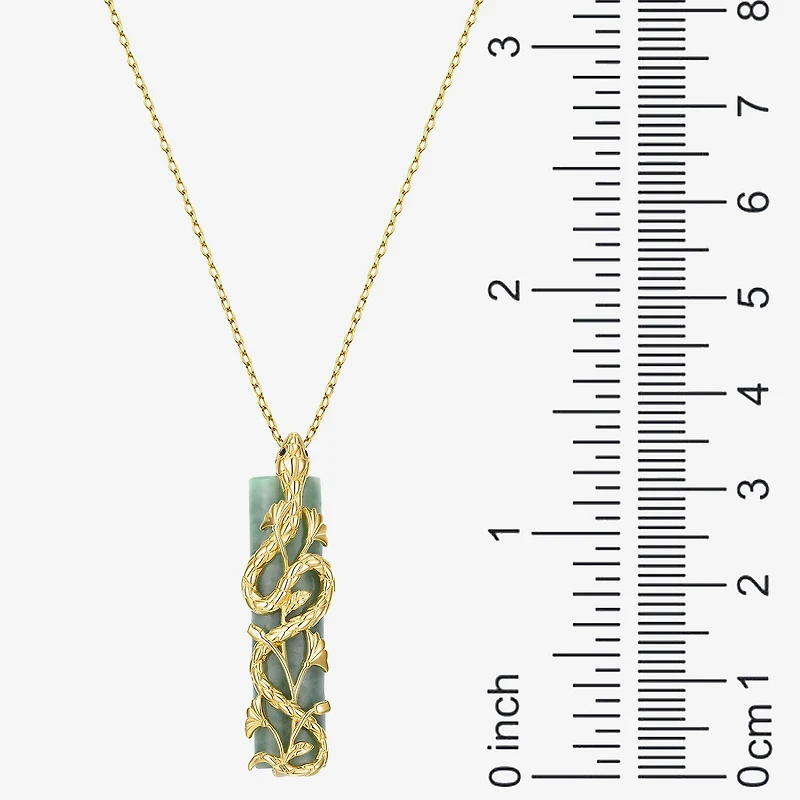 Snake Womens Genuine Green Jade 18K Gold Over Silver 18 Inch Pendant Necklace