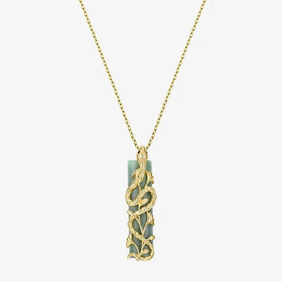Snake Womens Genuine Green Jade 18K Gold Over Silver 18 Inch Pendant Necklace