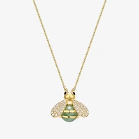Bee Womens Genuine Green Jade 18K Gold Over Silver 18 Inch Pendant Necklace