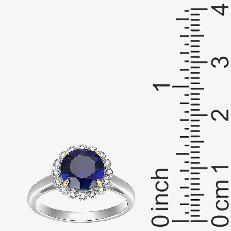 Womens Gemstone Sterling Silver Flower Halo Cocktail Ring