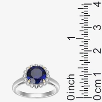 Womens Gemstone Sterling Silver Flower Halo Cocktail Ring
