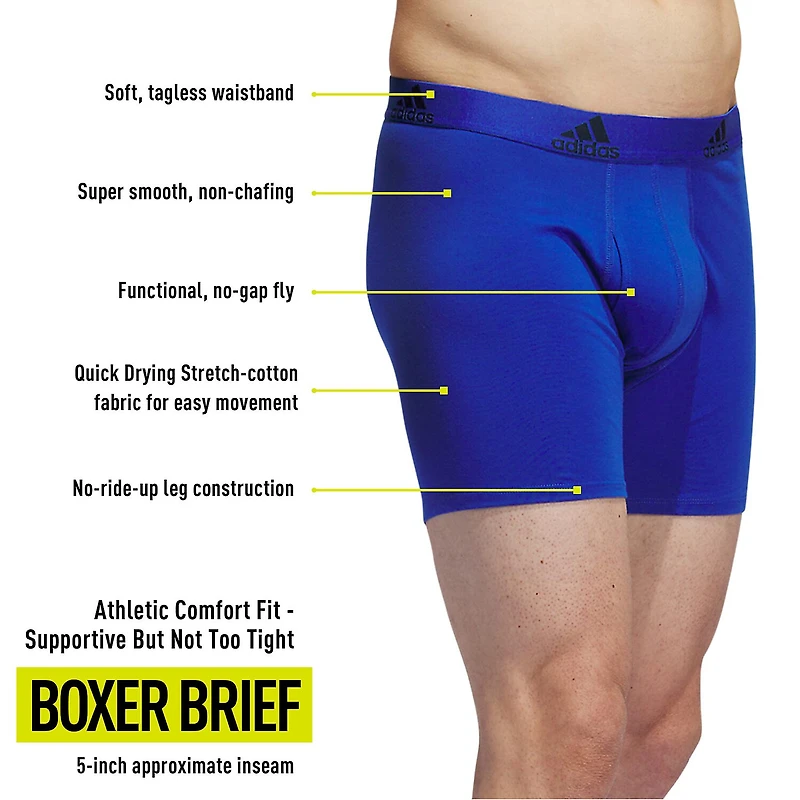 adidas Stretch Cotton Mens 3 Pack Boxer Briefs 5158001a
