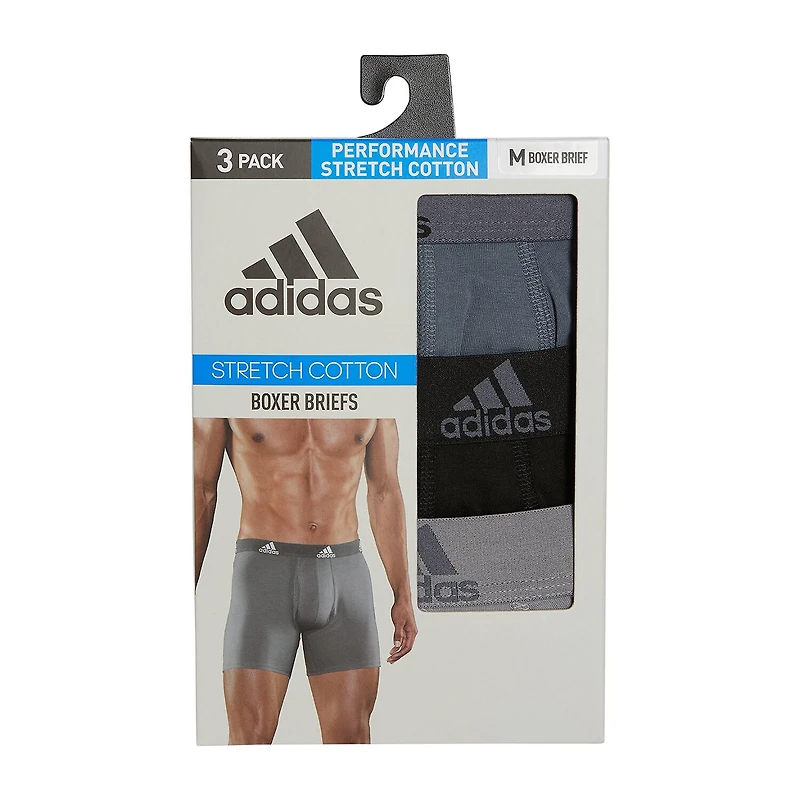 adidas Stretch Cotton Mens 3 Pack Boxer Briefs 5158001a