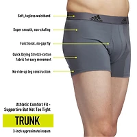 adidas Stretch Cotton Mens 3 Pack Multi-Pack Fabric Trunks 5157997a