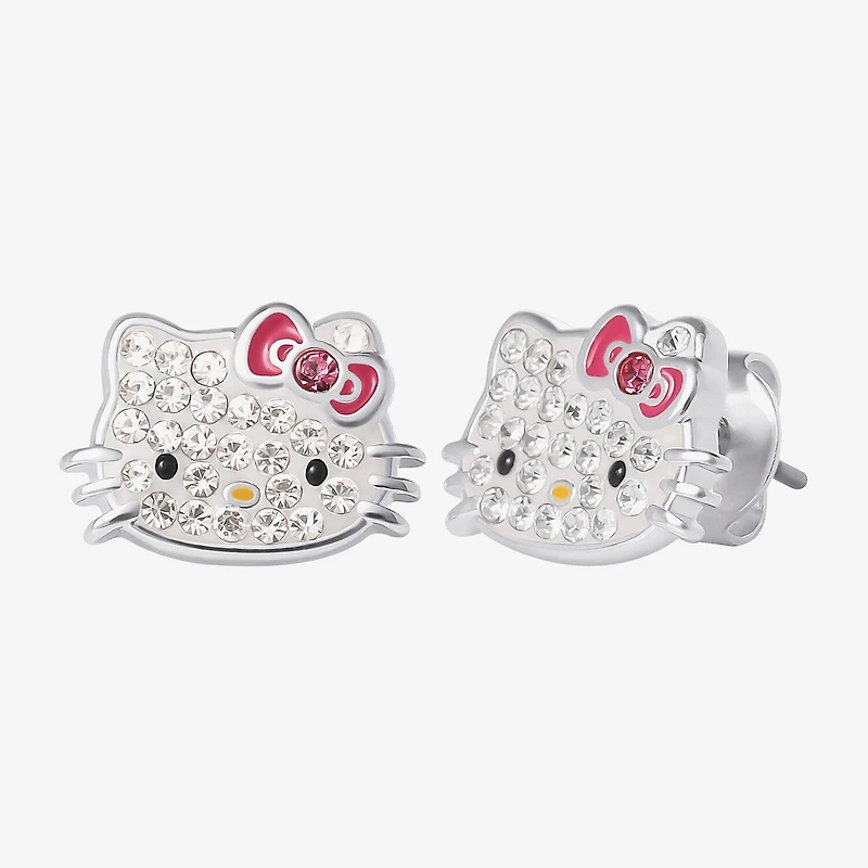 Womens Crystal Pure Silver Over Brass Hello Kitty 2-pc. Jewelry Set