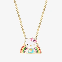 Rainbow Womens Pink Crystal 18K Gold Over Brass 18 Inch Pendant Necklace