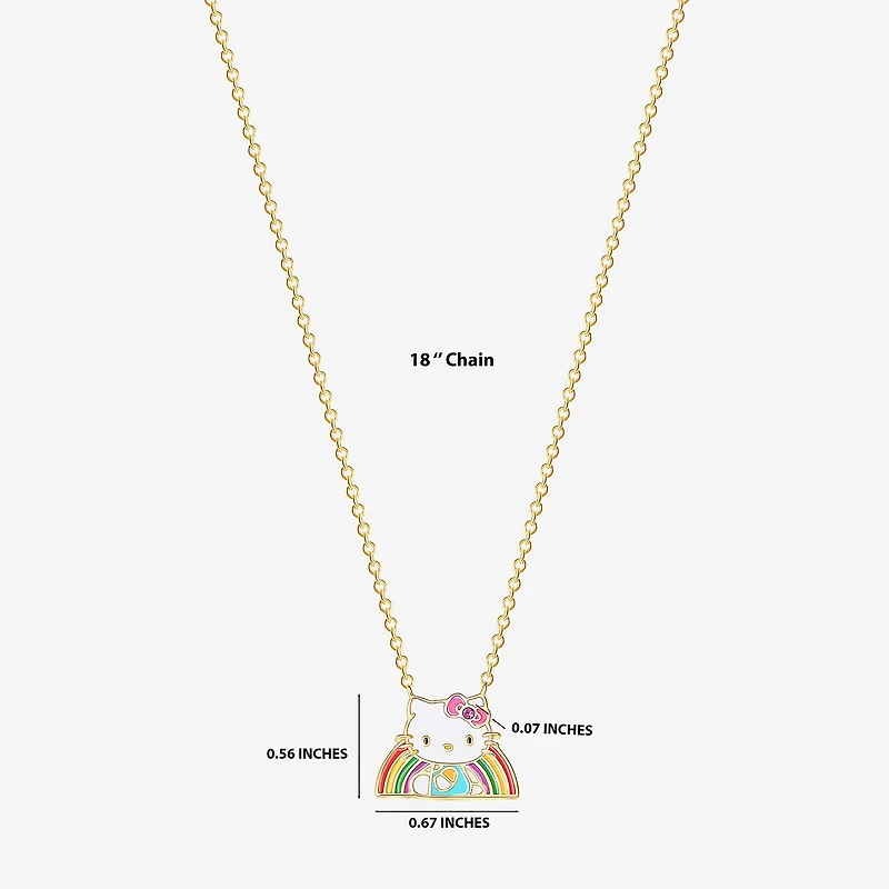 Rainbow Womens Pink Crystal 18K Gold Over Brass 18 Inch Pendant Necklace