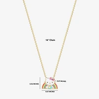 Rainbow Womens Pink Crystal 18K Gold Over Brass 18 Inch Pendant Necklace