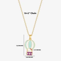 Hello Kitty Hot Air Balloon Womens Crystal 18K Gold Over Brass 16 Inch Pendant Necklace