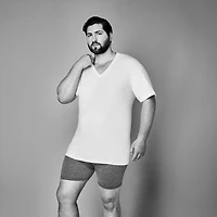 Stafford Dry + Cool Mens 4 Pack Short Sleeve V Neck Moisture Wicking T-Shirt Big and Tall