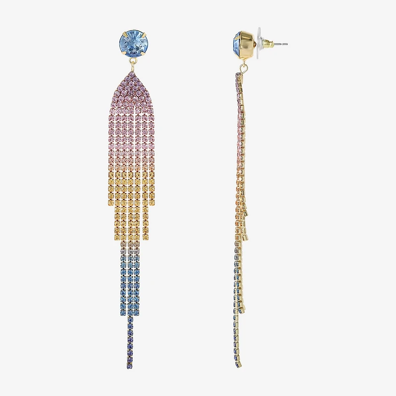 JS Jessica Simpson Gold Tone Womens Multi Color Glass Drop Earrings