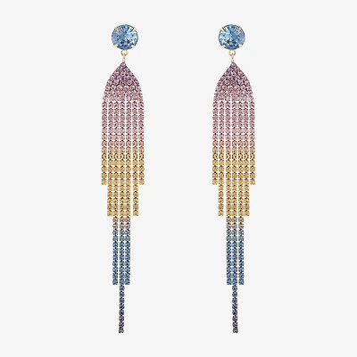 JS Jessica Simpson Gold Tone Womens Multi Color Glass Drop Earrings