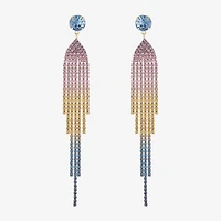 JS Jessica Simpson Gold Tone Womens Multi Color Glass Drop Earrings